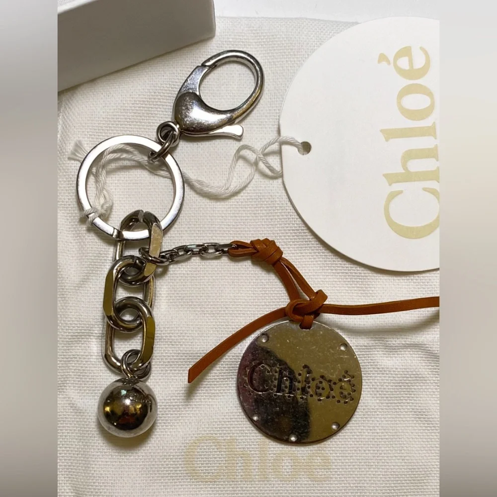 Chloe Metal w/ Leather Strap Keyring/Bag Charm Key Chain